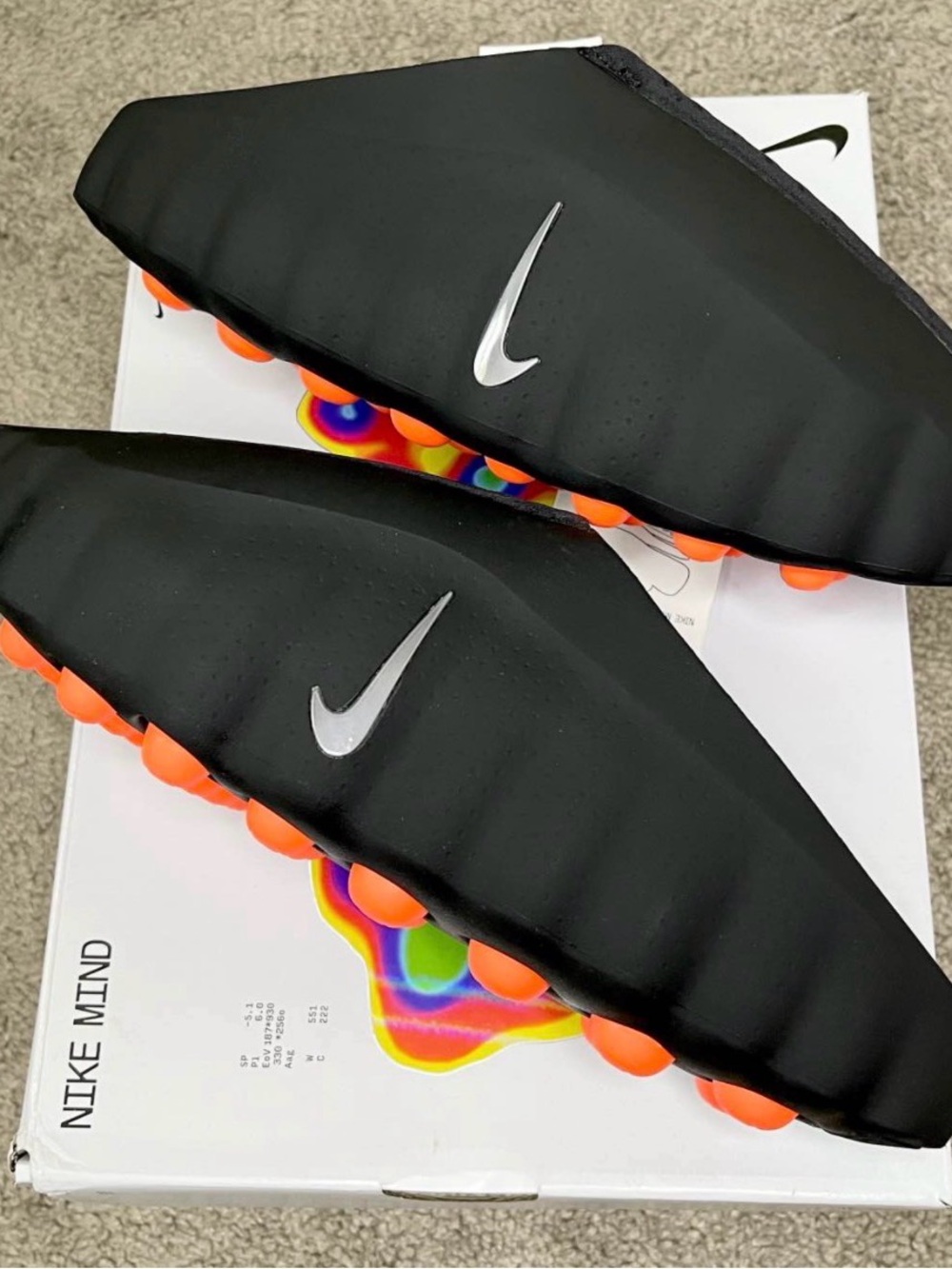 Nike Kids Black Slide Sandals with Orange Bubble Sole